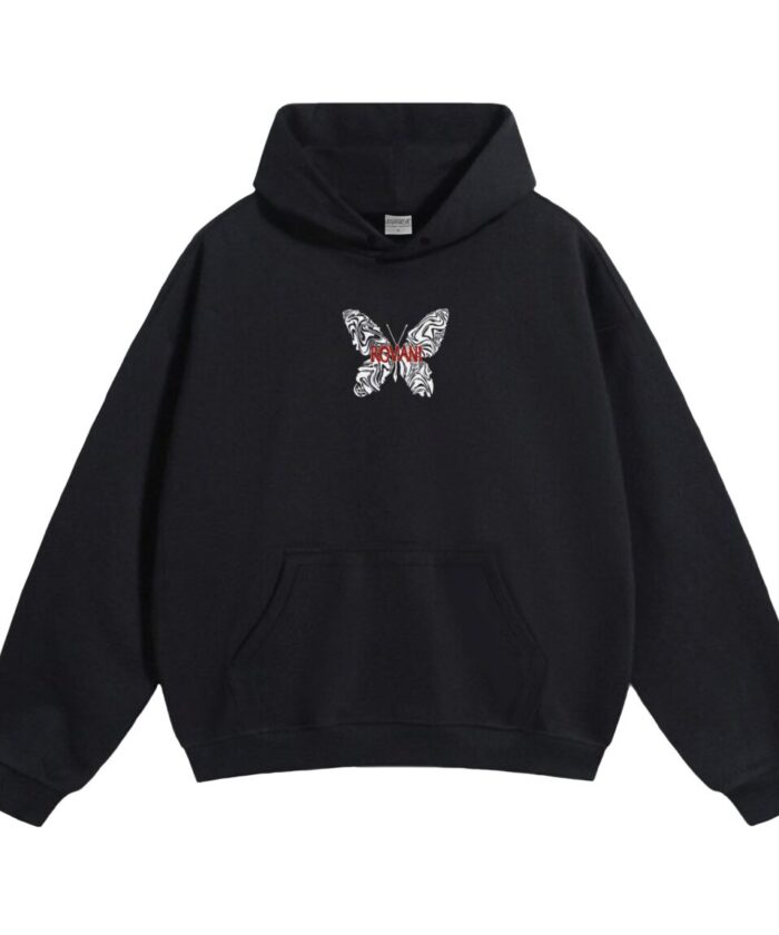 Черно Худи "Whute Butterfly” front